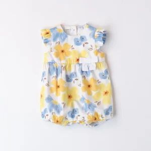 TUTINA FLOREALE CON FIOCCHETTO – GIALLO E BLU