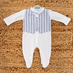 TUTINA NEONATO CON GILET RIGATO CUCITO | primavera