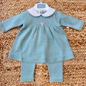 Tutina neonata in filo di cotone con ricamo floreale