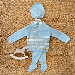 Tutina neonato azzurro con colletto