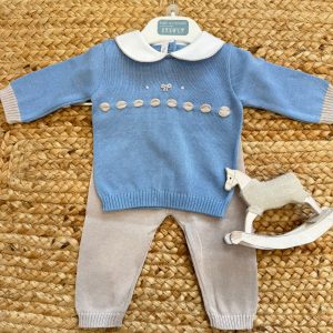 Tutina neonato azzurro in 100% filo di cotone