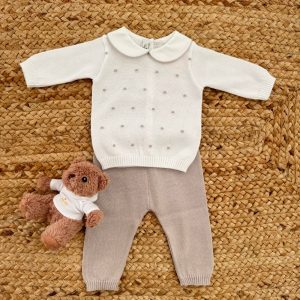 Tutina neonato in cotone palloncini panna e beige