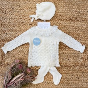 Tutina panna con colletto in pizzo