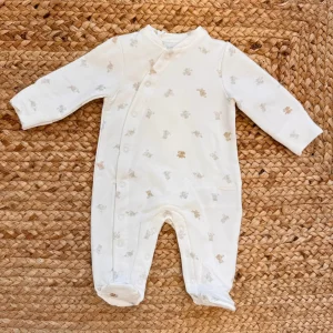 Tutina caldo cotone neonato con orsetti panna