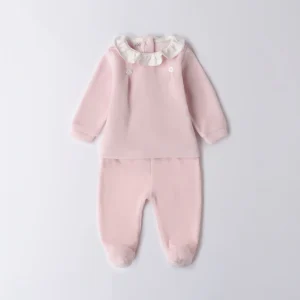 Tutina ciniglia neonata rosa colletto volant