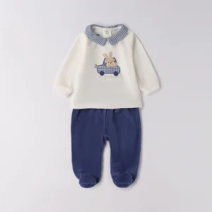 Tutina ciniglia neonato coniglio e macchinina blu
