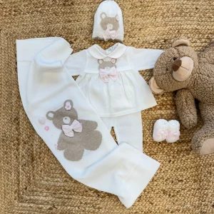 Uscita clinica neonata in cotone filo di scozia con orsetta