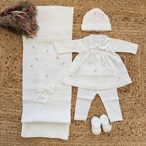 Uscita clinica neonata 100% filo di cotone con tulipani ricamati