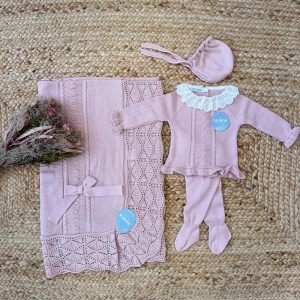 Uscita clinica neonata rosa antico con copertina traforata